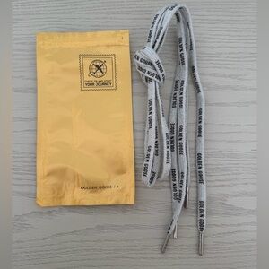 Golden Goose Silver Shoelaces with Black Text